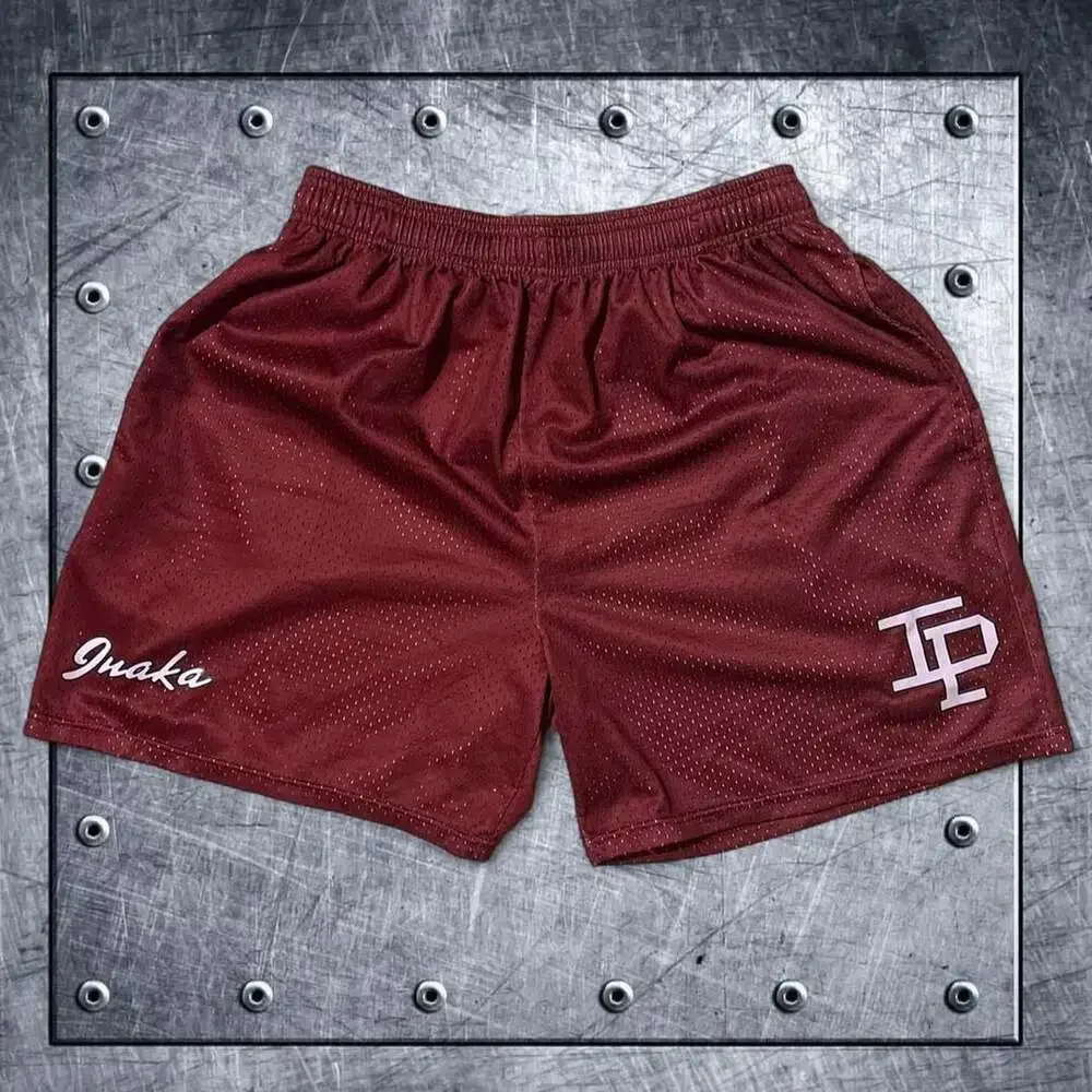 Inaka Power Mesh Shorts Size L Maroon Gym Athletic Workout